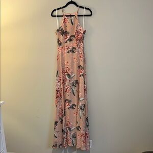 Lulu's Pink Floral Maxi Dress